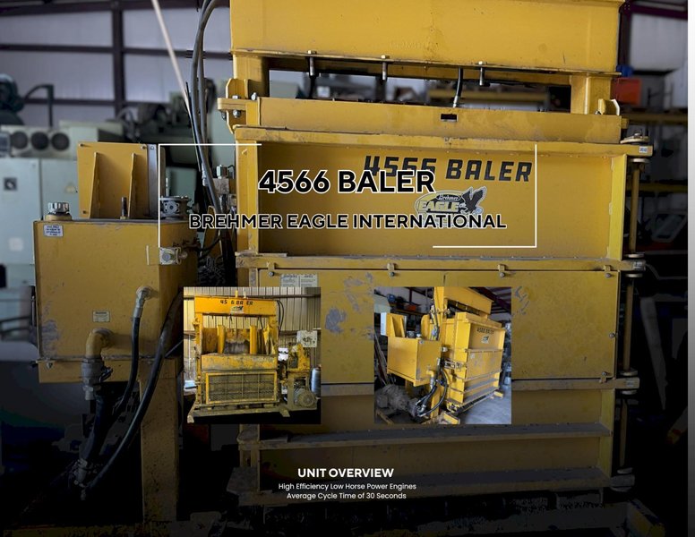 Brehmer Eagle International 4566 Tire Baler High Efficiency Low Horse Power Engines