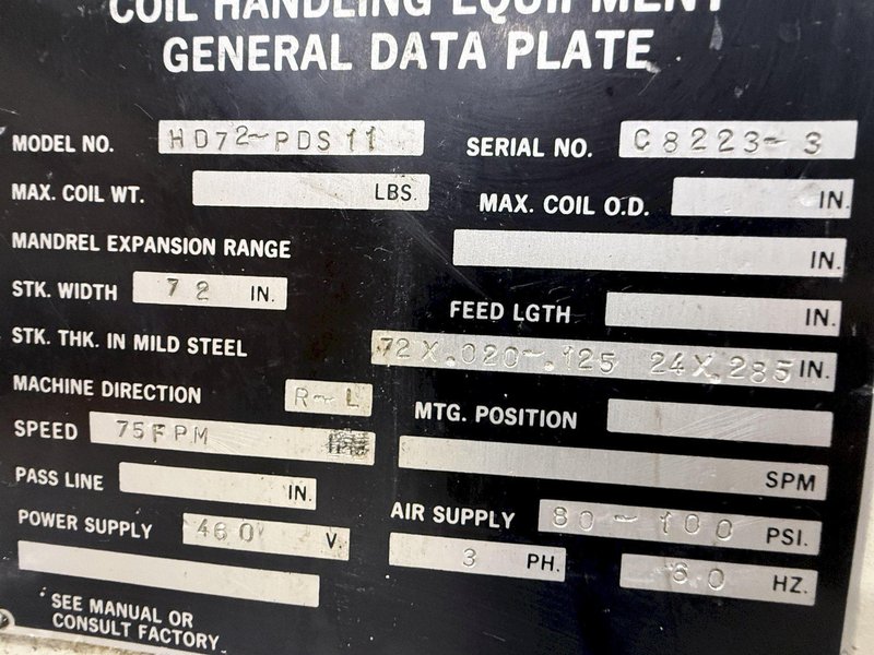 30,000 lbs. x 72" Wide  COOPER WEYMOUTH PETERSON Servo Coil Feed Line For Sale - Good Condition!