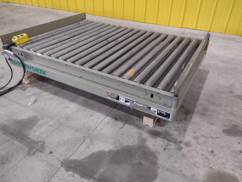 3800 LBS X 60" X 42" SOUTHWORTH MODEL #LS4-36 HYDRAULIC SCISSOR LIFT TABLE WITH ROLLER TOP, 110 VOLT: STOCK #20885