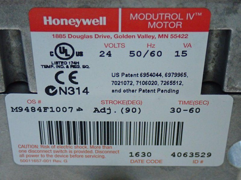 HONEYWELL MODUTROL IV MOTOR UNIT  -  M9484F1007
