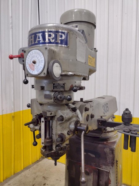 3 HP SHARP VERTICAL RAM TYPE KNEE MILL DRO &amp; POWER FEED : YOBRO #25318