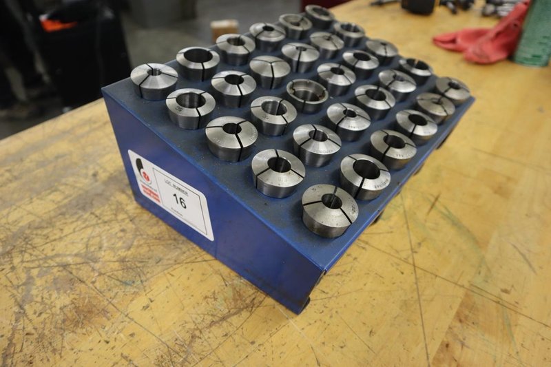 Hardinge 5C Collets in Metal Divider Rack (30 Collets)- Auction Item