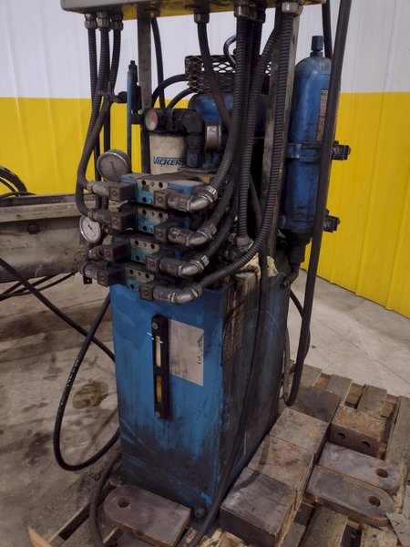 72" WIDE BEAM ENERPAC HYDRAULIC CLAMPING FIT-UP TACKING PRESS, FOR WELDING I-BEAMS: STOCK #20541