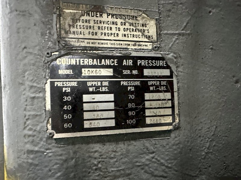 100 TON ROUSSELLE MODEL #10K60 GAP FRAME STAMPING PRESS 6&quot; STROKE: STOCK #23649