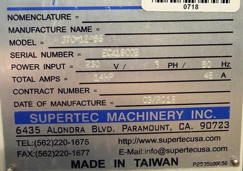 0.08" - 2" SUPERTEC MODEL #STC-1206S CENTERLESS GRINDER, NEW 2018: YOBRO #25749