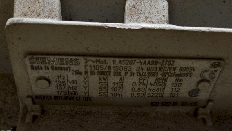 SIEMENS 1LA5207-4AA99-ZT02 75HP ELECTRIC MOTOR USED
