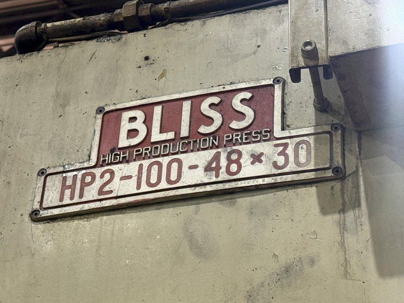 100 TON BLISS MODEL #H2-100-48X30 SSDC STAMPING PRESS &amp; 24" VAMCO SHEAR: YOBRO #25763