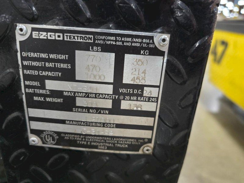 24 VOLT EZ-GO MODEL XI-640 TEXTRON CHASER/TUGGER CART #73: YOBRO #24630