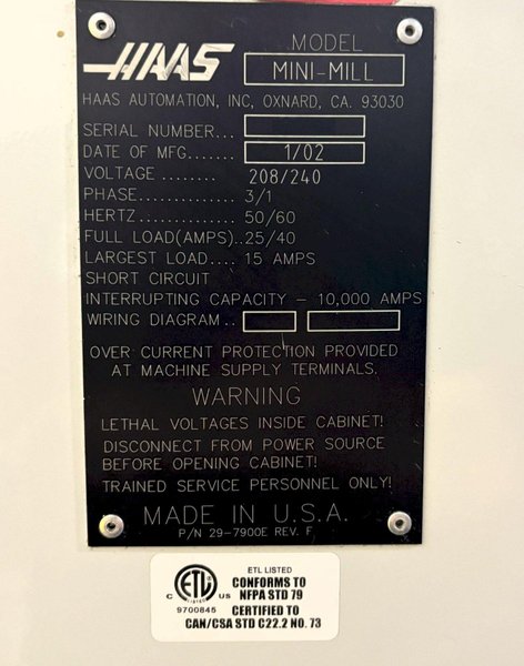 Haas Mini Mill CNC Vertical Machining Center