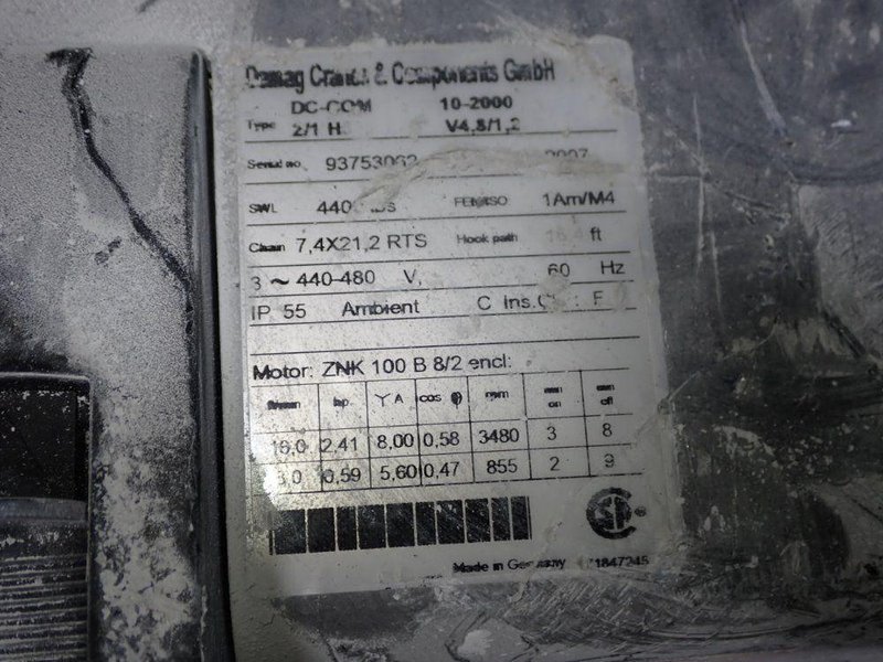 DEMAG 4400 LBS ELECTRIC CHAIN HOIST  -  DC-COM 2/1 H5