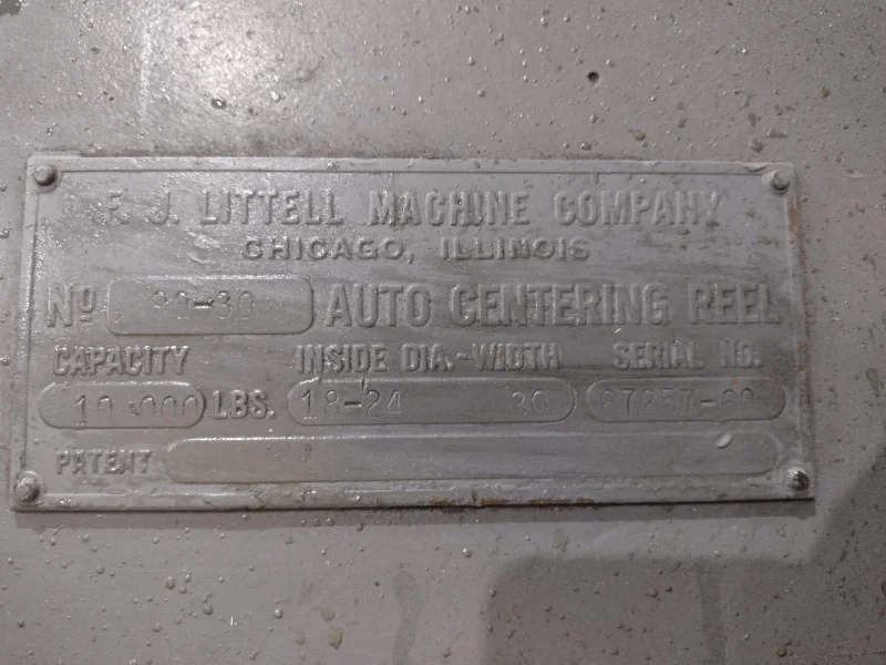 10,000 LB. X 30&quot; LITTEL MODEL 90-30 PULL-OFF COIL-REEL UNCOILER. STOCK # 0992125