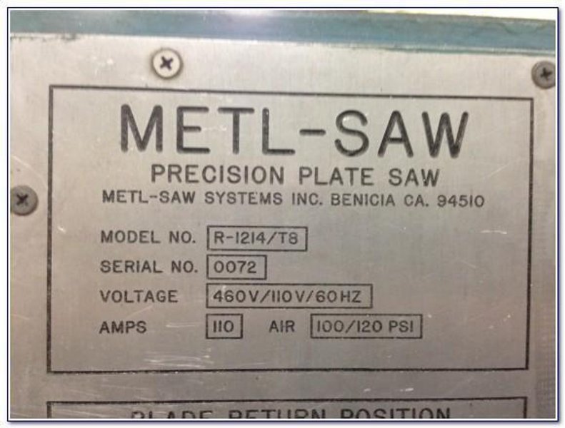 METLSAW R1214/T8 ALUMINUM PLATE SAW