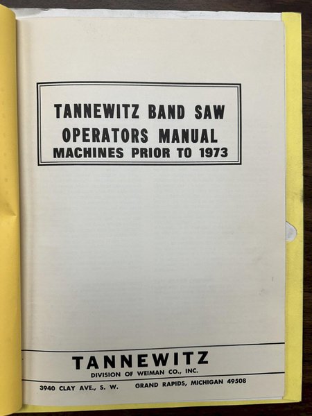35.5&quot; x 20&quot; TANNEWITZ MODEL #GH VERTICAL BAND SAW:  STOCK #23156