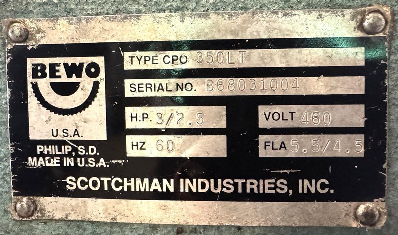 14" Scotchman Cold Saw CP0 350LT, Miter, 4-7/8" Tube, 2" Solids,  3 HP
