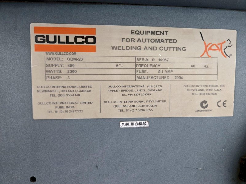 2" GULLCO GBM-28 PLATE BEVELING MACHINE. STOCK # 0654426