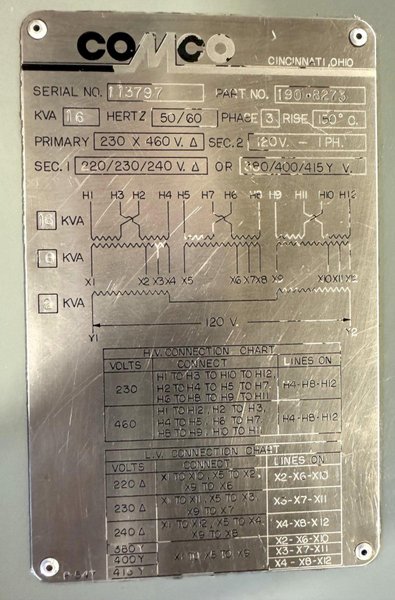 16 KVA Comco Transformer, 3 Phase