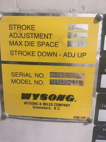 100 Ton x 10 ft Wysong Hydraulic CNC Press Brake Model FAB100-120