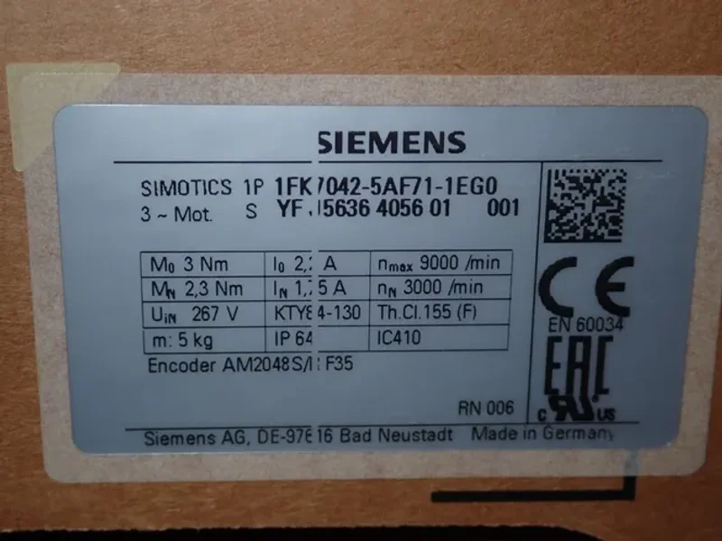 Siemens  Ac Servo Motor  - 1fk7042-5af71-1eg0