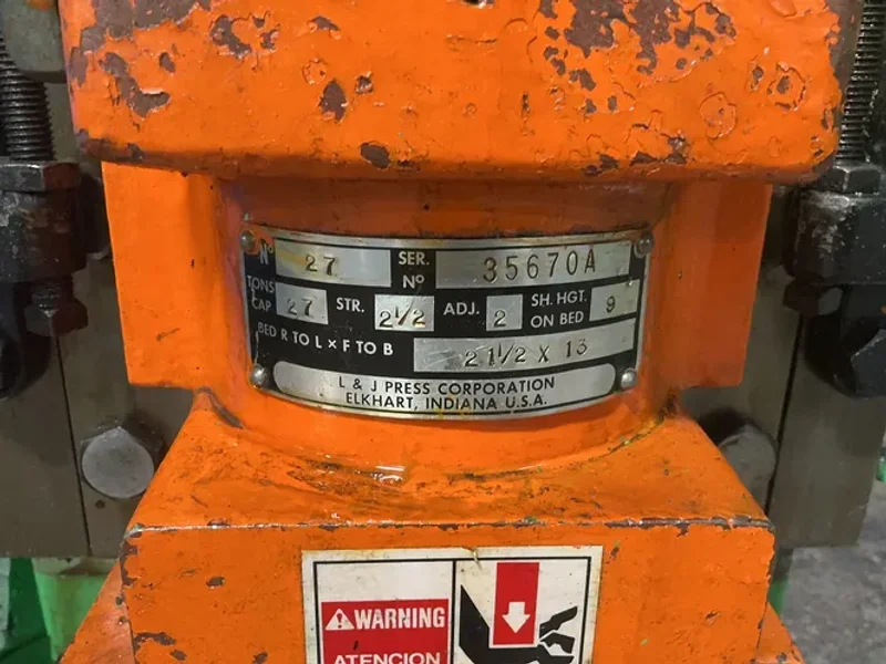 L &amp; J Press Corperation 27 Tons Obi Press - 27