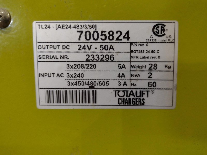 2 KVA TOTAL LIFT MODEL #TL24 BATTERY CHARGER: YOBRO #25698