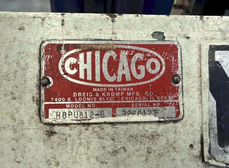 8' X 12GA CHICAGO DREIS &amp; KRUMP HBPU812-6 HYDRAULIC BOX-N-PAN FINGER BRAKE. STOCK # 0980126