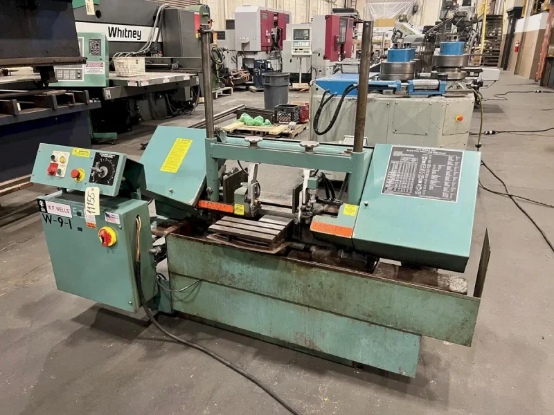 USED W.F. WELLS MODEL W-9-1 9" X 17" HORIZONTAL DUAL COLUMN BANDSAW YEAR: 2000
