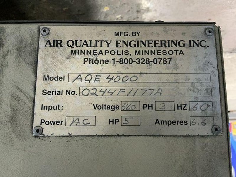 AIR QUALITY ENGINEERING INC. 5 HP FUME COLLECTOR  -  AQE 4000