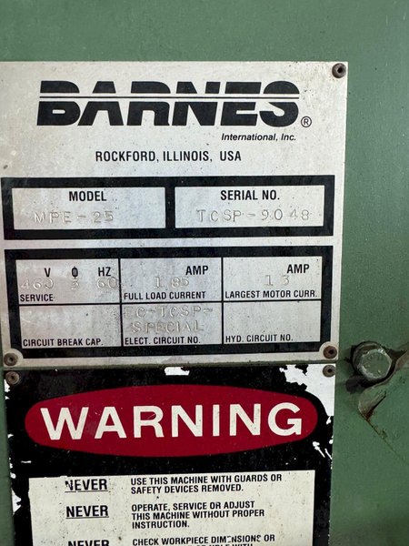 48&quot; BARNES MPE-25 COOLANT FILTRATION SYSTEM. STOCK # 0682424