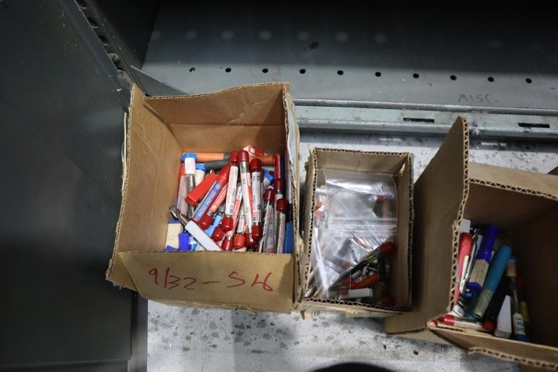 End Mills and Hardware in 2 -Door Metal Cabinet- Auction Item