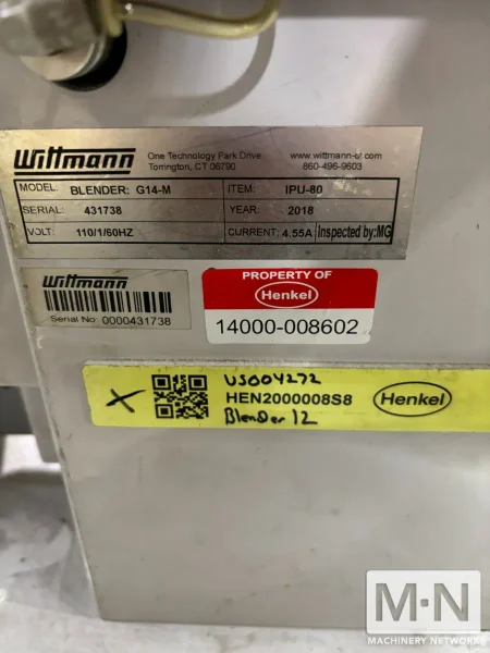 WITTMANN BLENDER MODEL G14-M MFG 2018