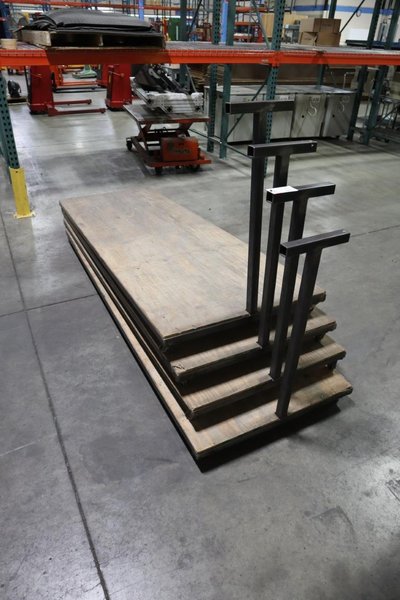 (4) Shop Carts - Wood Top, Long Low-Profile, Approx 5&quot; Deck Height- Auction Item