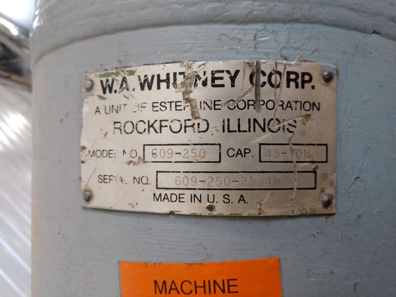 6" X 6" X 1/2" WHITNEY MODEL 609-250 HYDRAULIC ANGLE SHEAR