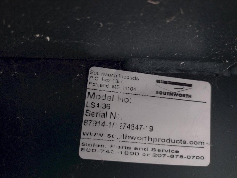 3800 LBS X 60" X 42" SOUTHWORTH MODEL #LS4-36 HYDRAULIC SCISSOR LIFT TABLE WITH ROLLER TOP, 110 VOLT: STOCK #20886