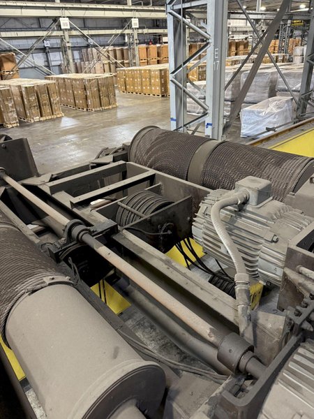 30/5 TON X 60' SPAN SHAWBOX OVERHEAD BRIDGE CRANE. STOCK # 1006525