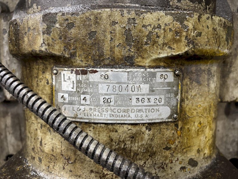 80 TON L &amp; J MODEL #80 OBI STAMPING PRESS, 4" STROKE: STOCK #22884