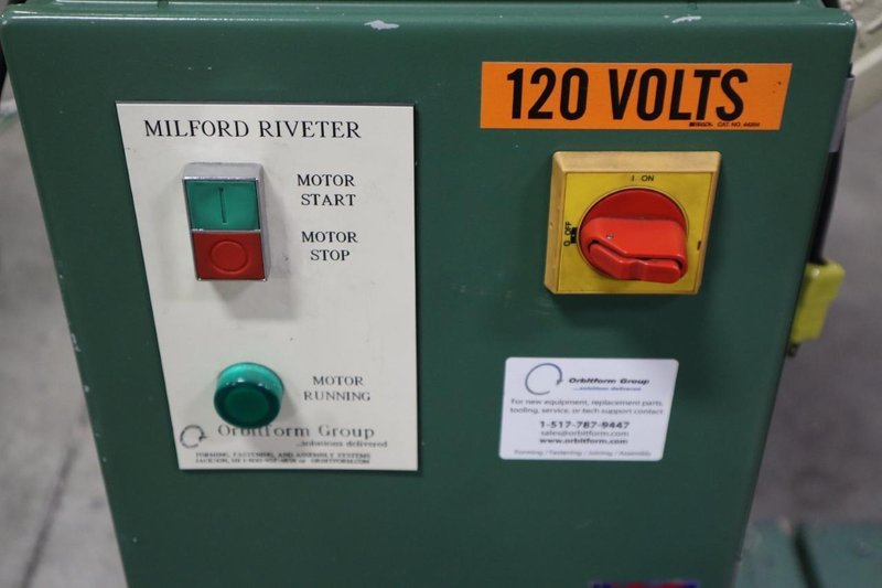 Milford Orbitform #256 Riveter, Feed Bowl, Tooling, Remote Foot Trip- Auction Item