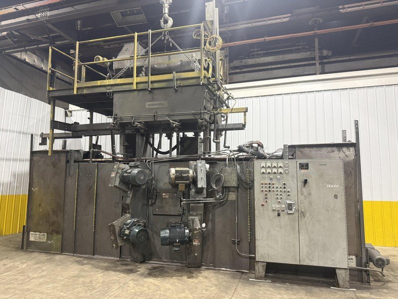 36" x 48" x 8 WHEEL PANGBORN ROTOBLAST PASS THROUGH HANGING CONVEYOR SHOT BLAST MACHINE: YOBRO #24717