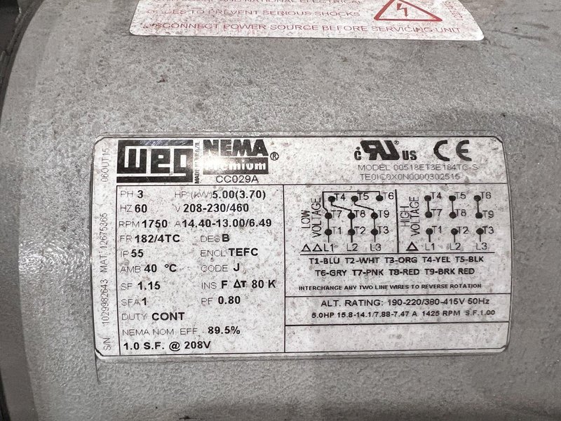 5 HP AIRTECH MODEL #L-100 VACUUM: STOCK #21056