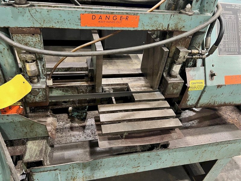 USED W.F. WELLS 10&quot; X 17&quot; HORIZONTAL DUAL POST SEMI-AUTOMATIC BANDSAW MODEL W-10-1, Stock# 11070, Year: 1995