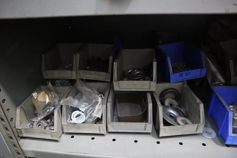 End Mills and Hardware in 2 -Door Metal Cabinet- Auction Item