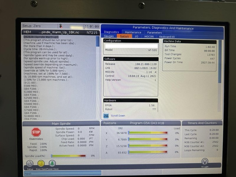 Haas VF-5SS 5 Axis VMC, 2021 – WIPS, Haas Rotary