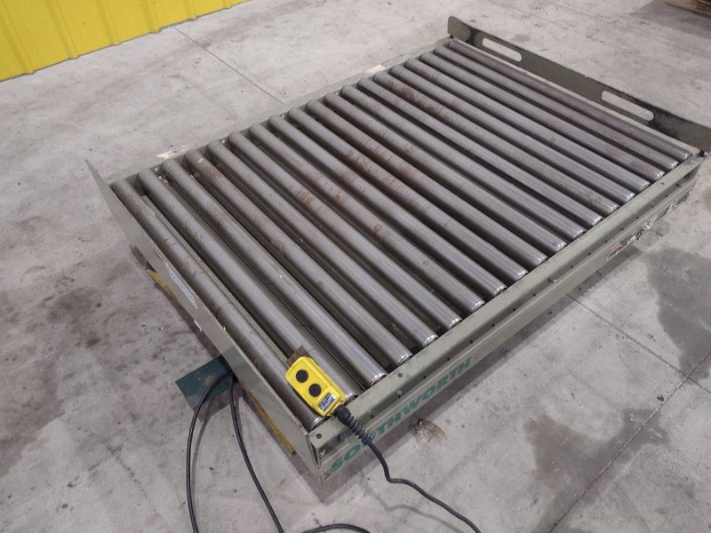 3800 LB X 57" X 42" SOUTHWORTH MODEL #LS4-36 ROLLER TOP HYDRAULIC LIFT TABLE: STOCK #20881