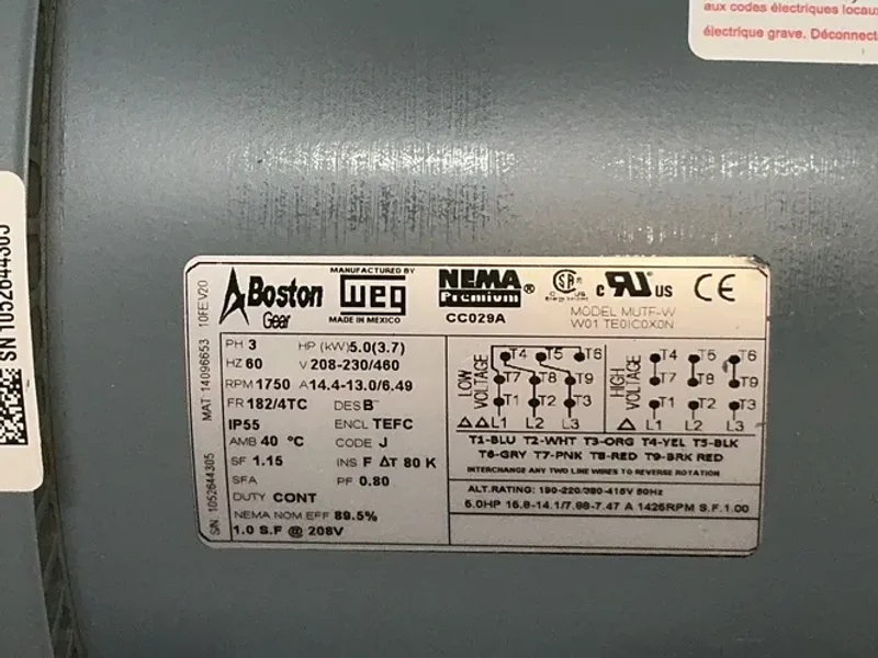 WEG 5 HP MOTOR   -  MUTF-W