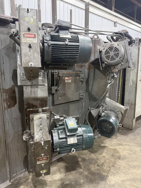 36" x 48" x 8 WHEEL PANGBORN ROTOBLAST PASS THROUGH HANGING CONVEYOR SHOT BLAST MACHINE: YOBRO #24717