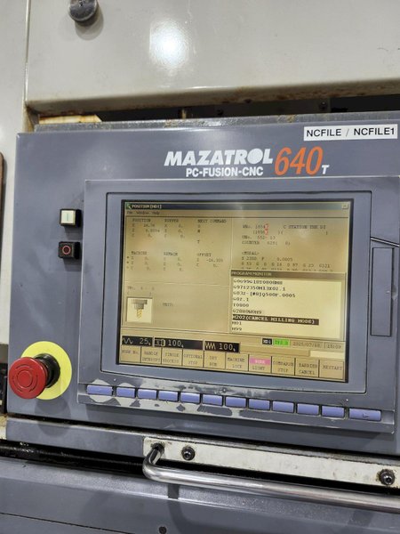 Mazak Multiplex 6200 Twin Spindle Lathe, Mazatrol 640 Ctrl., Mazak Fles GL100F Loader, 12 Pos. x2 Turret, 25HP, New 2000 (Avail. 8-25)