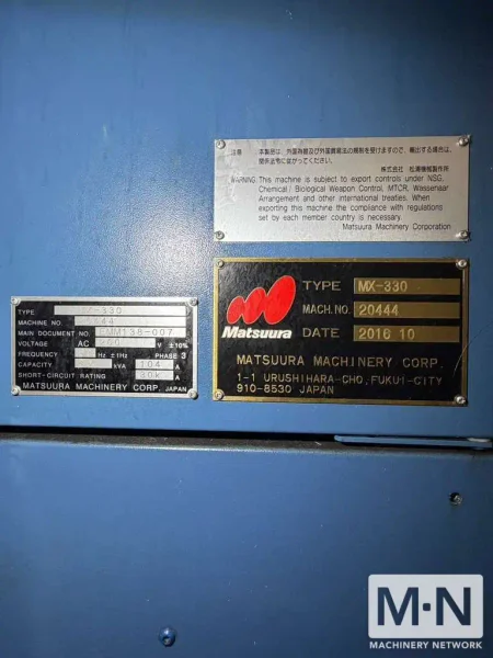 Matsuura MX-330 CNC 5-Axis Vertical Machining Center, 2016