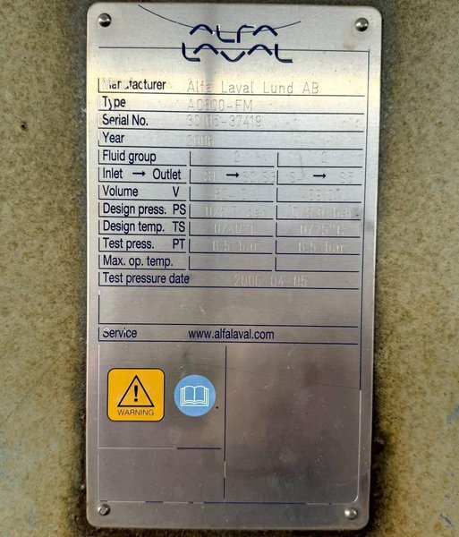 2006 ALFA LAVAL ALFACOND 600 GASKETED PLATE AND FRAME HEAT EXCHANGER