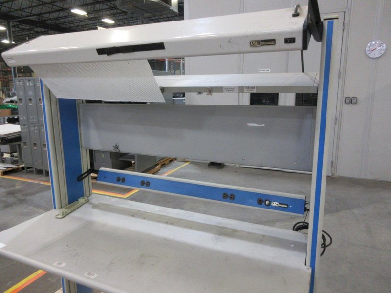 IAC Industries Work Station with  Grounding Cable, Overhead Work Light, Power Strip- Auction Item