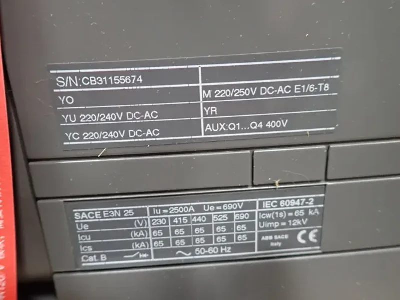 ABB AIR CIRCUIT BREAKER  -  SACE E3N 25