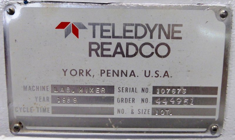 Teledyne Readco Laboratory Mixer Model 107673, 1 Quart Capacity, Stainless